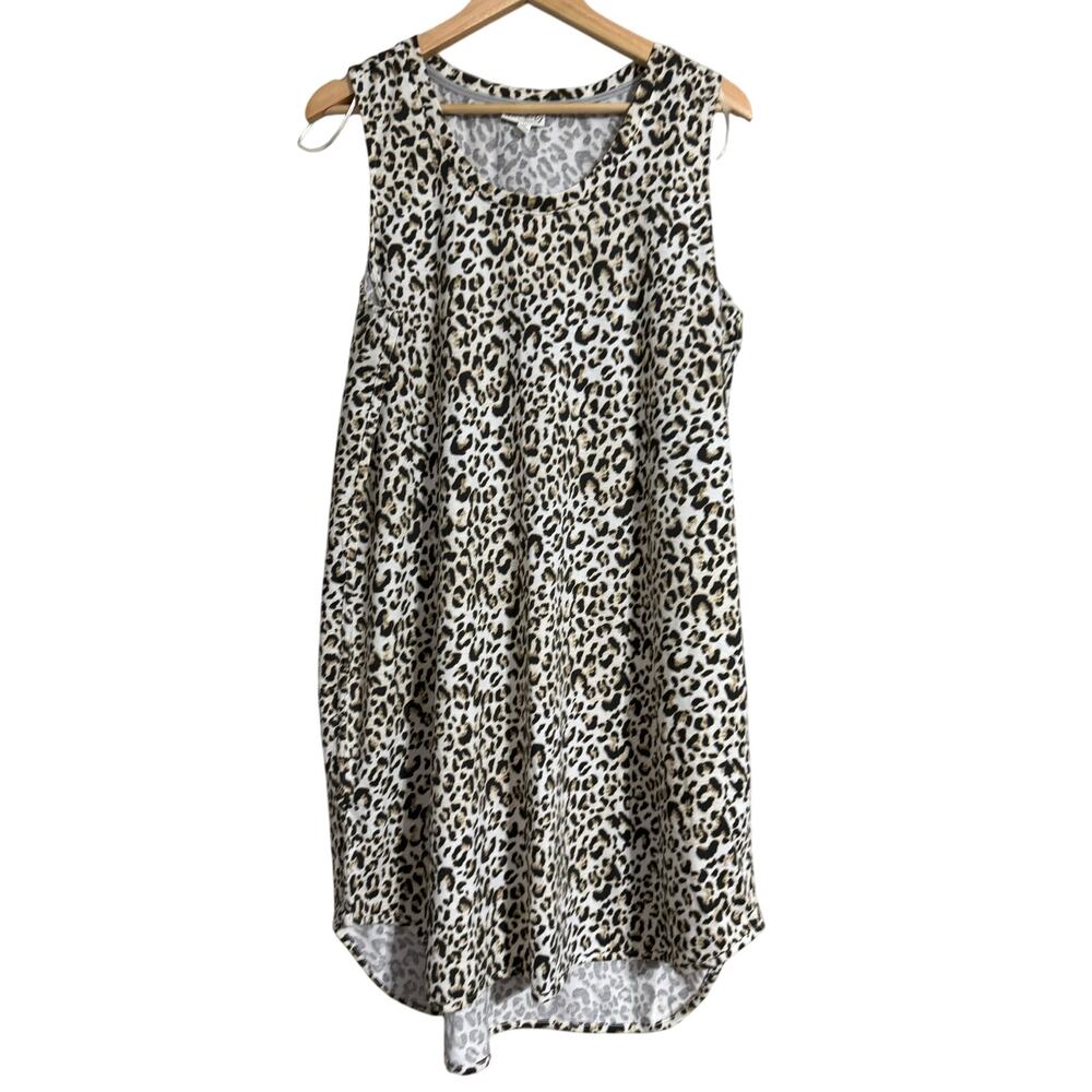 Wonderly Studio Ivory Leopard Sleeveless Dress 1X NEW